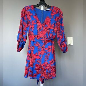 Alice + Olivia floral romper with waist tie